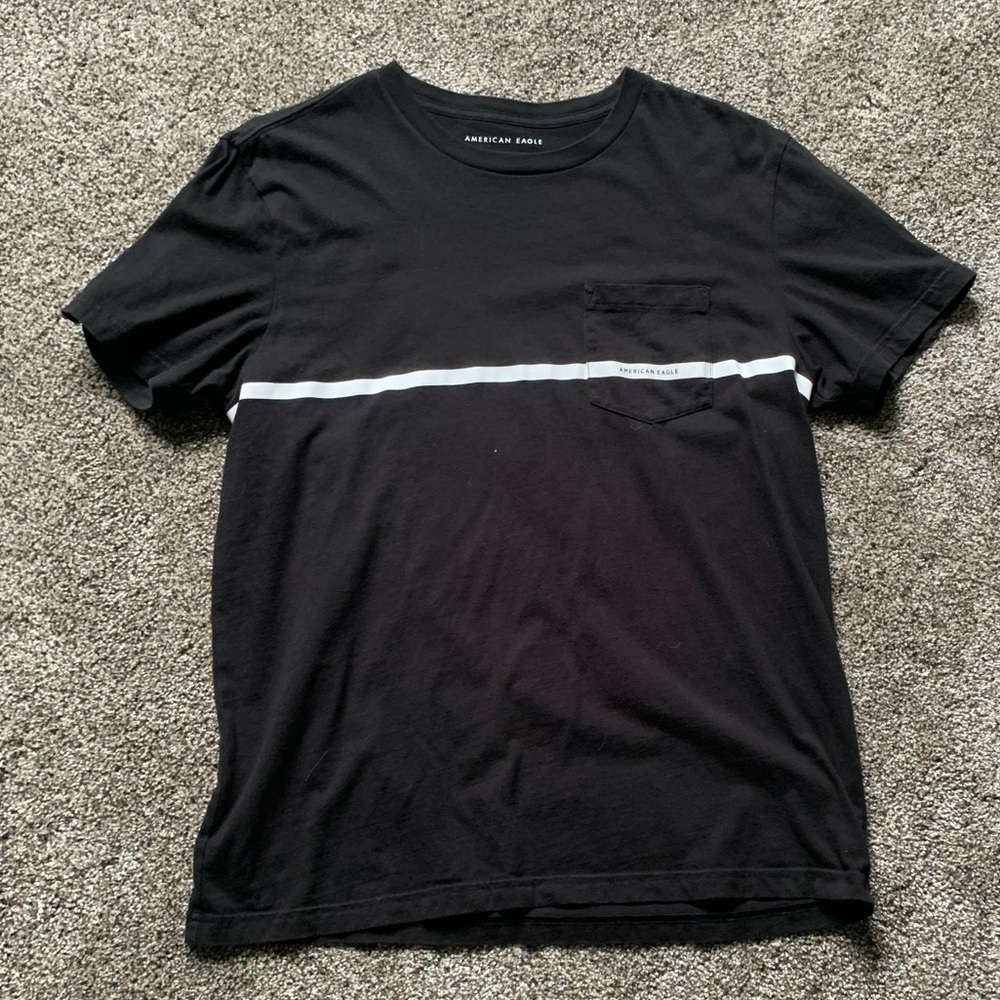American Eagle black t-shirt with white stripe